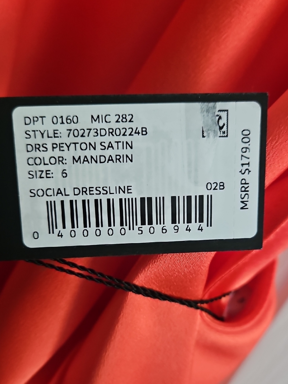 NWT Gianni Bini Peyton Satin Mini Sheath Dress: Color- Mandarin: Size- 6 - Picture 10 of 12